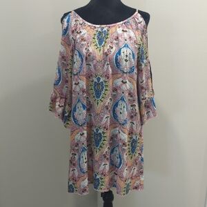 Paisley Vine Trendy Cold Shoulder Tunic NEW!
